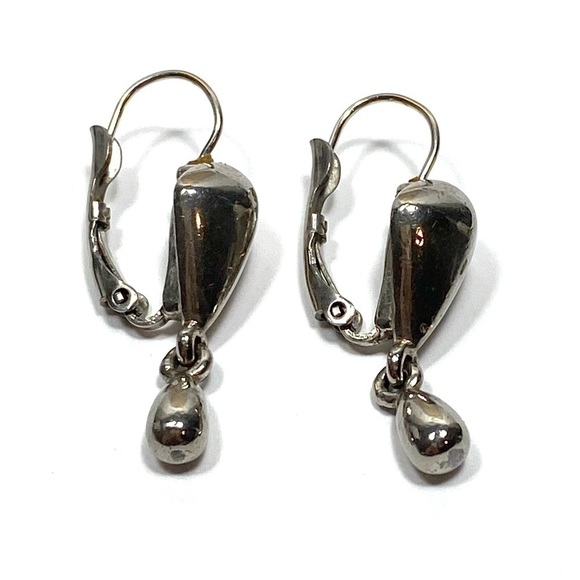 Monet Earrings Dangles Drops Silver Tone Vintage Marked Signed - Picture 5 of 13